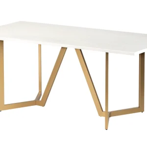 Mesa Comedor Mdf Metal Blanca Dorada 180X90X75 Cm