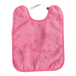 BABERO TOALLA PLASTIFICADO CON GOMA ·ROSA·